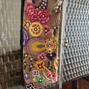 Embroidered Floral Clutch